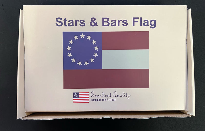 American Stars and Bars 13 Stars 3'x5' 100% Organic Hemp USA Embroidered & Sewn Gift Boxed Flag