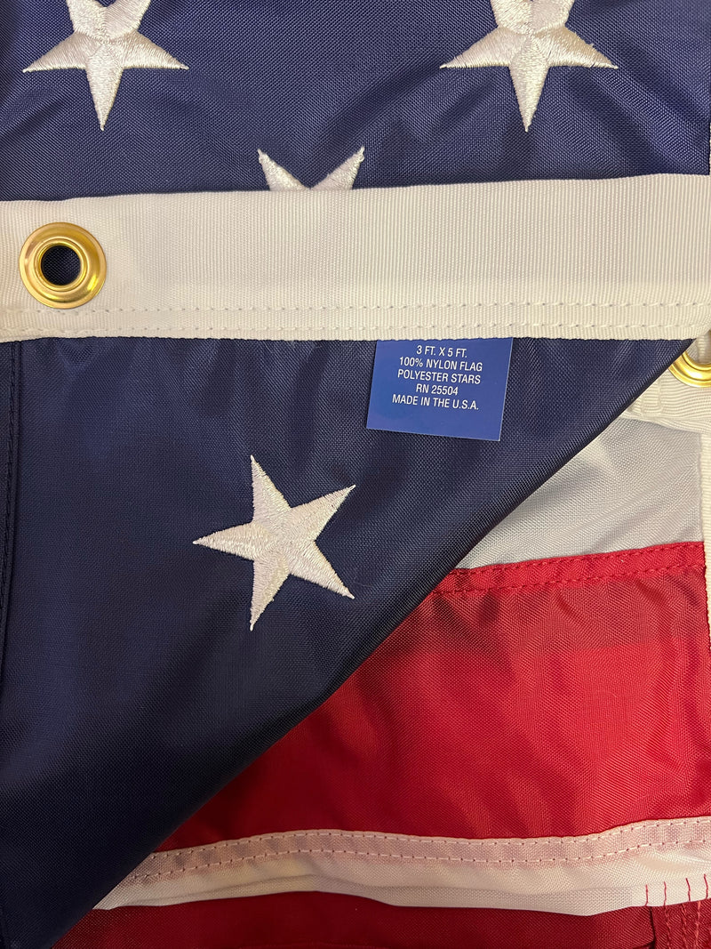 USA American 3'x5' Oxford Nylon 300D Made In USA Sewn Stripes Embroidered Stars Flag