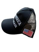 Make America Great Again Trump Black & White American Flag USA 45 47 Embroidered Caps Mesh Back