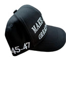 Make America Great Again Trump BLACK & WHITE American Flag USA 45 47 Embroidered Caps