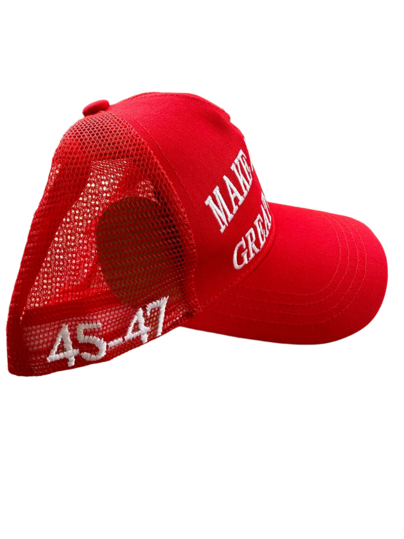 Make America Great Again Trump Red American Flag USA 45 47 Embroidered Caps Mesh Back Trucker MAGA Style Hot Sales