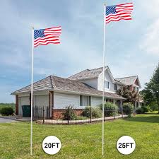 U.S.A. Case of Three Aluminum American Flag Pole Kits 25' Feet Flagpoles USA Flags Included
