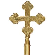 Botonee Christian Cross Flagpole Indoor Brass Topper Custom Made Allow 8 Weeks Production