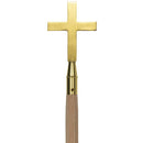 8' Indoor Wooden Flagpole with Brass Cross 2 PC Oak Wood Glossy Dark Oak