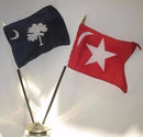 South Carolina Secession & South Carolina 4x6 Inch Desk Set Stick Flags 24 Pack (12 SC & 12 SC Secession) Plus 12 Gold 2 Hole Bases