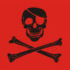 Pirate Blood Red Skull Eye Patch 12"x18" Flag ROUGH TEX® 100D Jolly Roger With Grommets