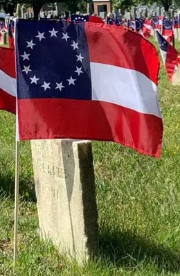 Stars And Bars 13 Stars 12''x18'' Nylon Wooden First National Stick Flags Rough Tex ®68D UDC SCV Cemetery Grave Flags