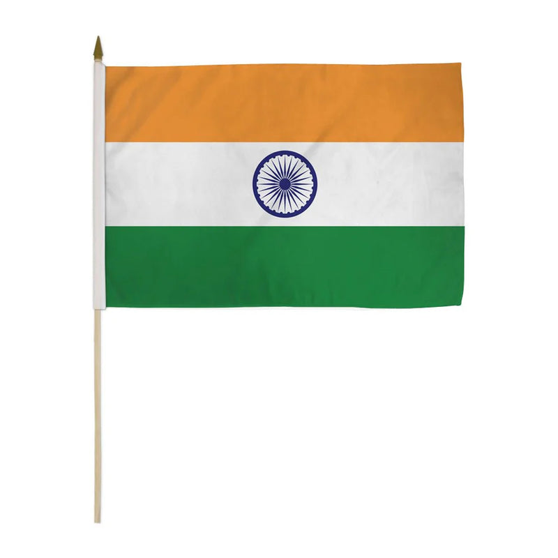 India 12"x18" Stick Flag ROUGH TEX® 100D 30" Wooden Stick