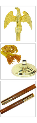 Israel Indoor Flag Pole Kit Includes 8 Foot Wooden Oak Pole, Gold Base, Tassel & Eagle Ornament