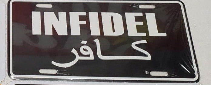 Infidel Embossed License Plate American USA Black Automile Aluminum Car Tags