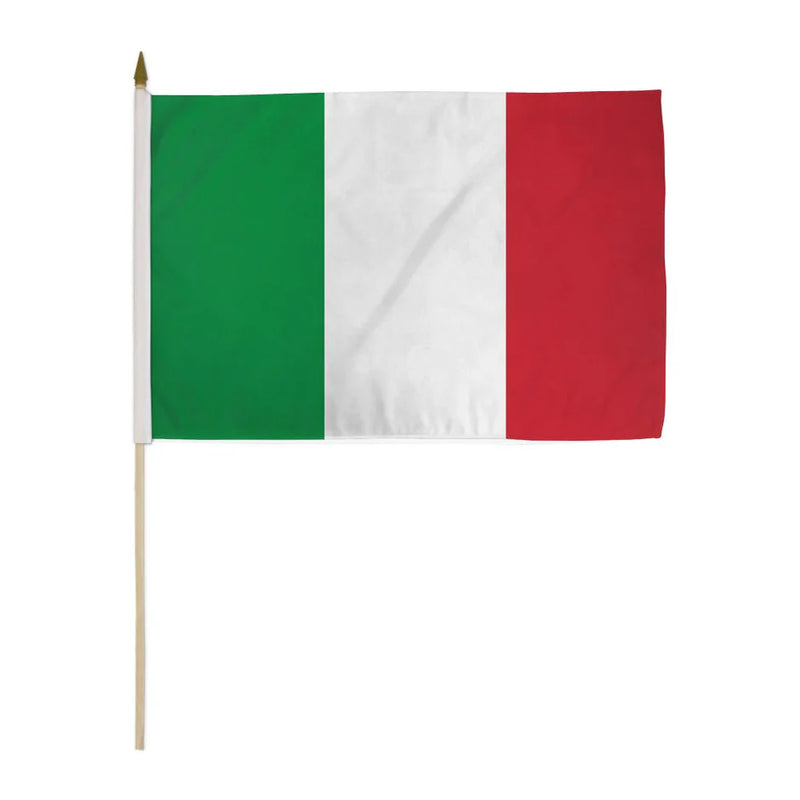 Italy 12"x18" Stick Flag ROUGH TEX® 100D 30" Wooden Stick