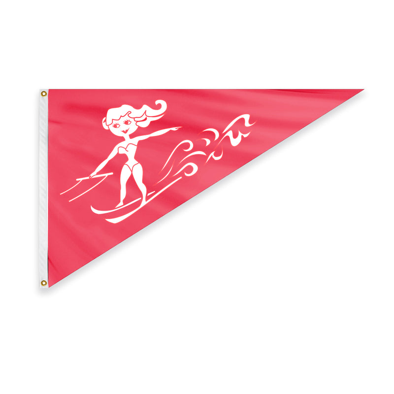 Ski Queen Nylon Bow Pennant Boating Flag 10in x 15in Water Skiing