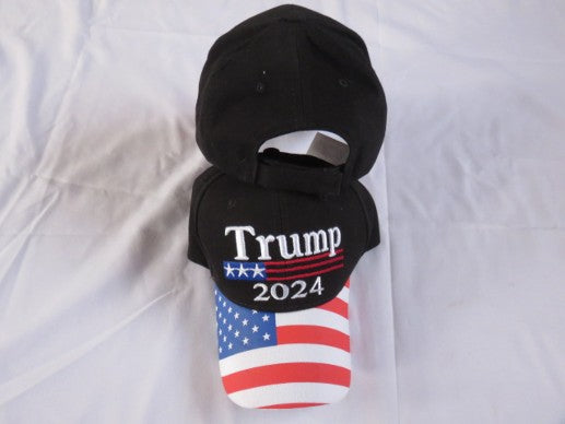 Trump 2024 USA Black Embroidered Cap