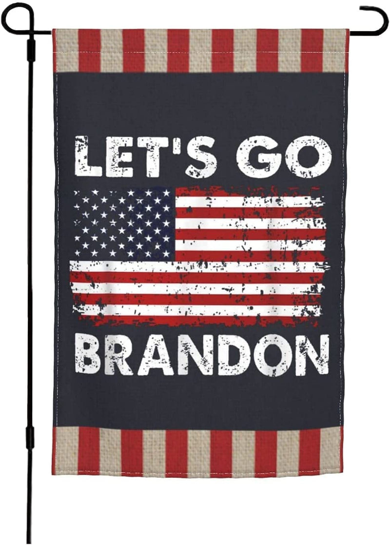 Let's Go Brandon USA Stripes 12"x18" 100D ROUGH TEX® Double Sided Garden Flag