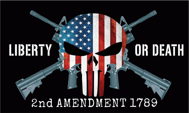 Liberty or Death 2nd Amendment USA Skull 1789 12"x18" Car Flag ROUGH TEX® Knit Double Sided