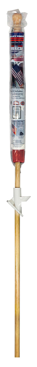 Two Pack All American USA Flagpole Kits 2.5x4 Feet U.S. Printed Cotton Sleeved Flag Made In U.S.A.