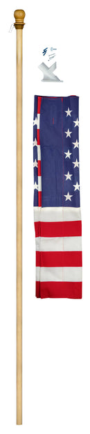 Two Pack All American USA Flagpole Kits 2.5x4 Feet U.S. Printed Cotton Sleeved Flag Made In U.S.A.