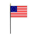 Cowpens 1775 1776 1777 Colonial American Stripes 12x18 Inch Early USA Stick 30" Wooden Staffs Cemetery American 250th Anniversary Flags