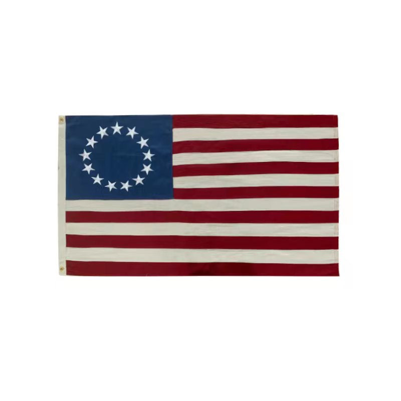 Betsy Ross 6'x10' 100% Organic Hemp American Embroidered & Sewn US 13 Star Colonial Flag
