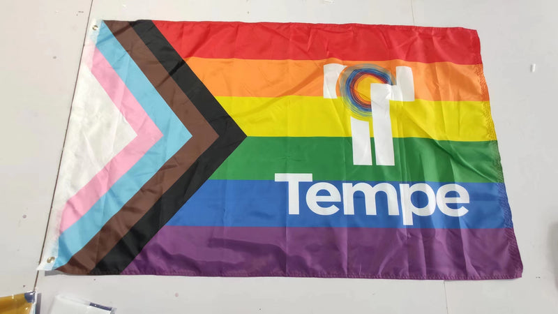 Tempe Pride Arizona 3'X5' Flag ROUGH TEX® Progressive Inclusive AZ Rainbow