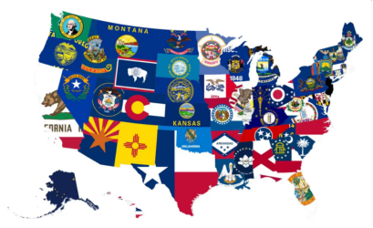 USA Map States Flag 3'X5' Flag ROUGH TEX® 100D Single Side