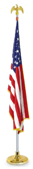 Indoor Kit 8 feet telescoping aluminum flagpole base USA Flag Eagle