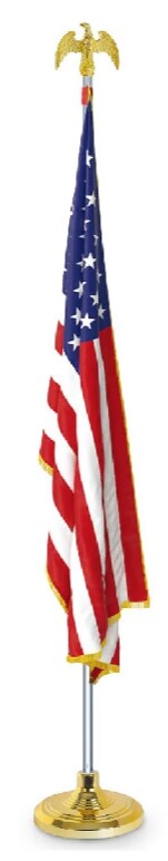 Indoor Kit 8 feet telescoping aluminum flagpole base USA Flag Eagle