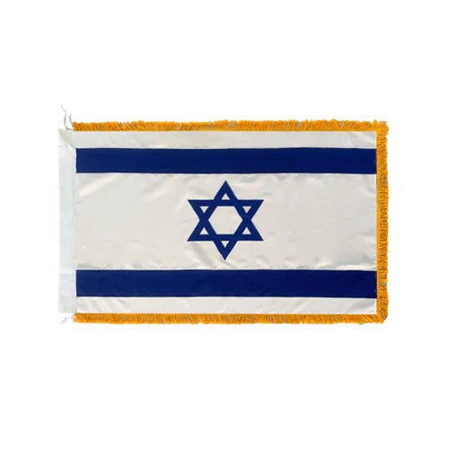 Israel Indoor Flag Pole Kit Includes 8 Foot Wooden Oak Pole, Gold Base, Tassel & Eagle Ornament