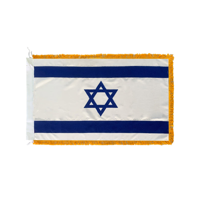 Israel 3'x5' Embroidered Flag with Gold Fringe