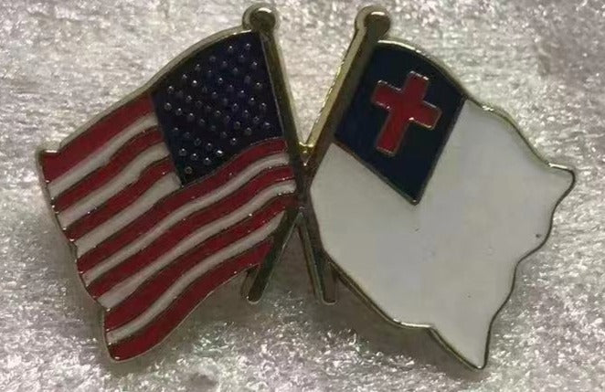 USA & Christian Wavy Friendship Lapel Pin American Church