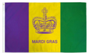 Mardi Gras Flag 3x5 Crown 68D Nylon Official Banner