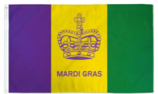 Mardi Gras Flag 2x3 Crown 68D Nylon Official Banner