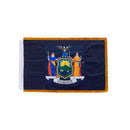 New York 3'x5' Sewn Flag ROUGH TEX® Cotton with Sleeve & Gold Fringe