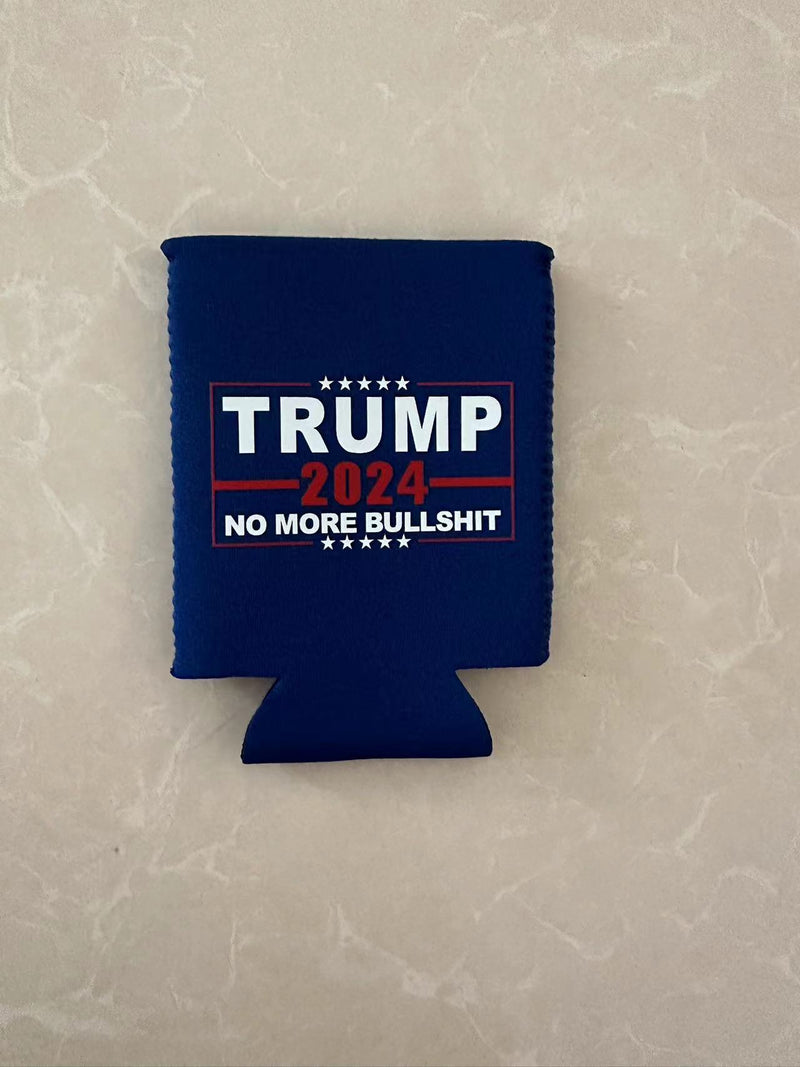 Trump 2024 No More Bullshit Can Blue Jacket Holder Drink Koozie