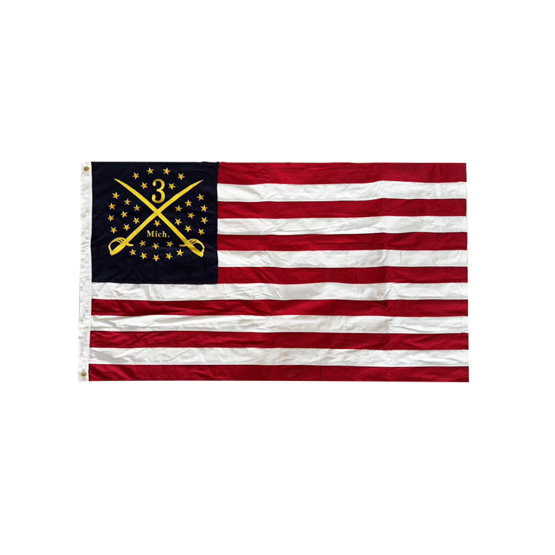 3rd Michigan Cavalry 3x5 Feet Cotton Embroidered Union American 1861 US 34 Star Flag