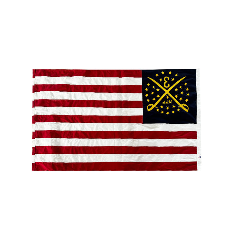 3rd Michigan Cavalry 3x5 Feet Cotton Embroidered Union American 1861 US 34 Star Flag