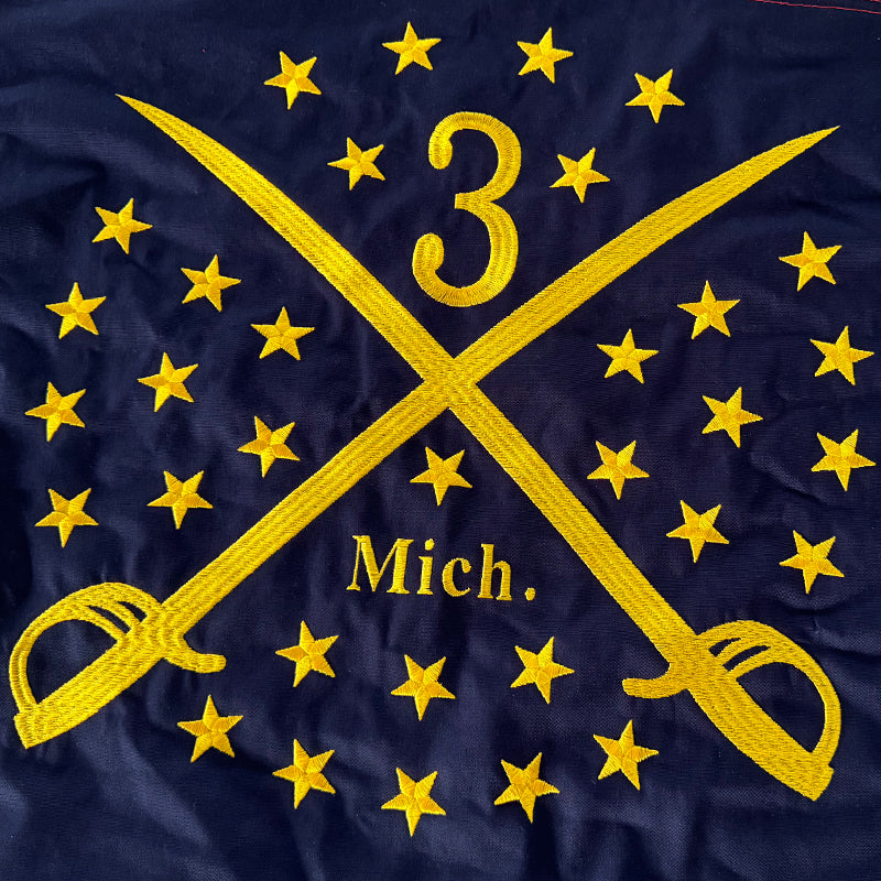 3rd Michigan Cavalry 3x5 Feet Cotton Embroidered Union American 1861 US 34 Star Flag