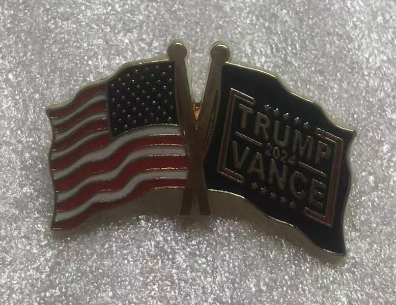 Pres. Trump Vance USA Blue American Flag Lapel Pins Cloisonné GOP Republican President & VP