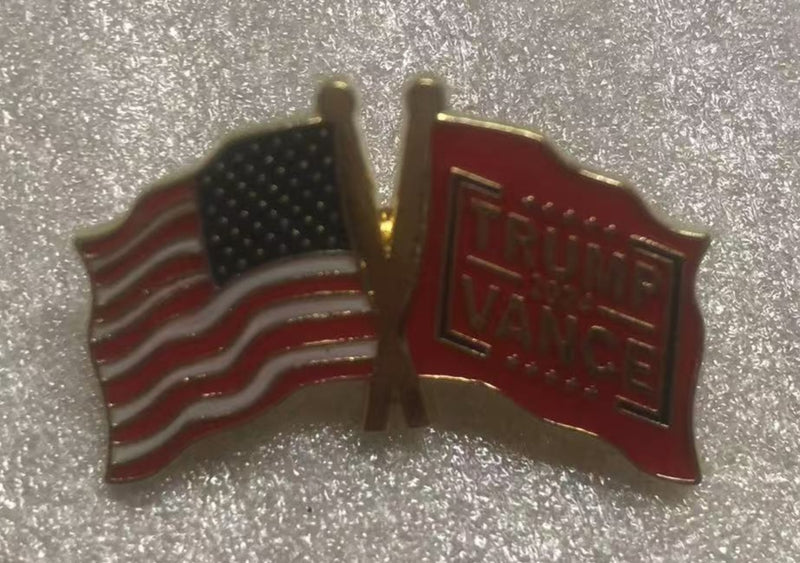 Pres. Trump Vance USA Red American Flag Lapel Pins Cloisonné GOP Republican President & VP