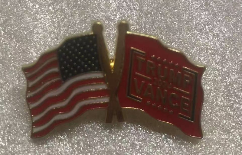 Pres. Trump Vance USA Red American Flag Lapel Pins Cloisonné GOP Republican President & VP