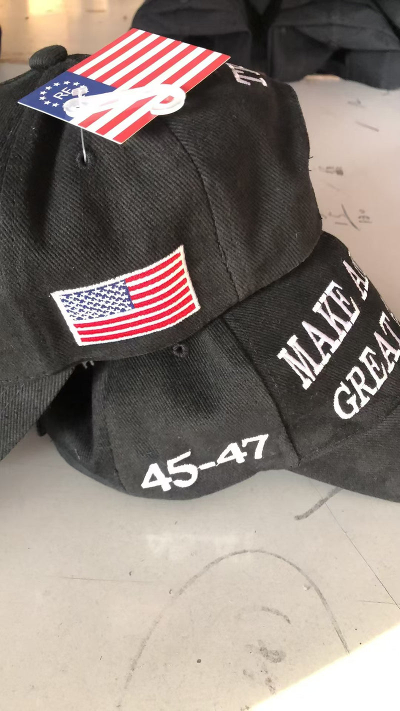 MAGA Black White Make America Great Again USA  45 47 Caps