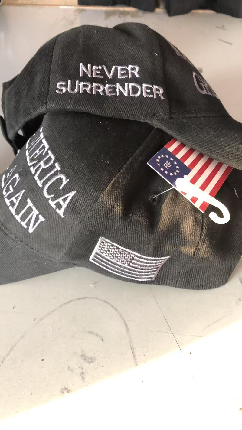 MAGA Black Grey Make America Great Again USA Never Surrender Caps