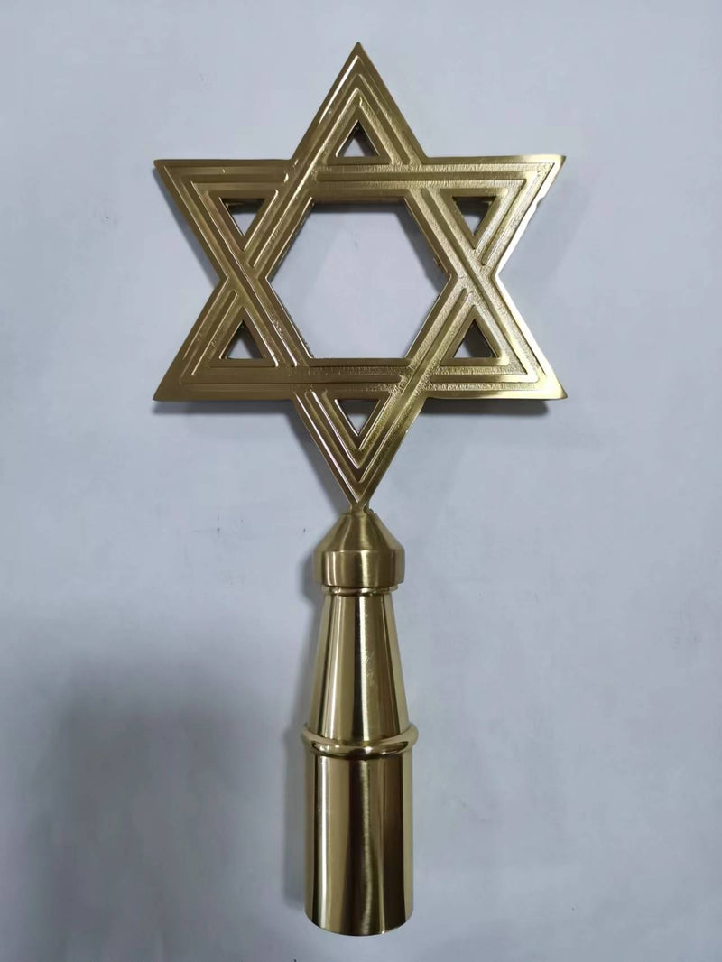 Star of David Jewish Flagpole Indoor Brass Topper Custom Made Allow 8 Weeks Production