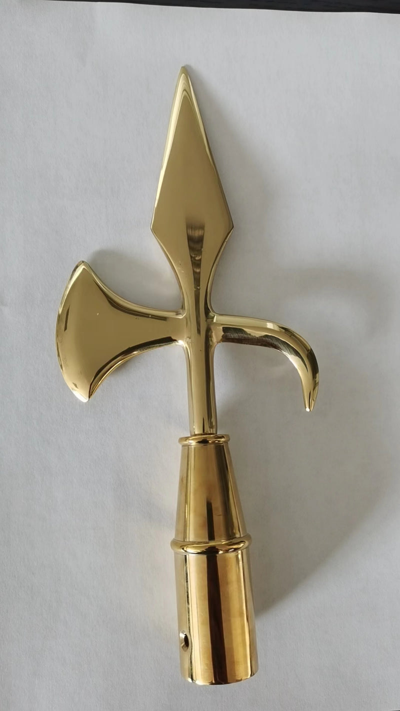 Battle Axe Historic Military Flagpole Indoor Brass Topper Custom Made Allow 8 Weeks Production