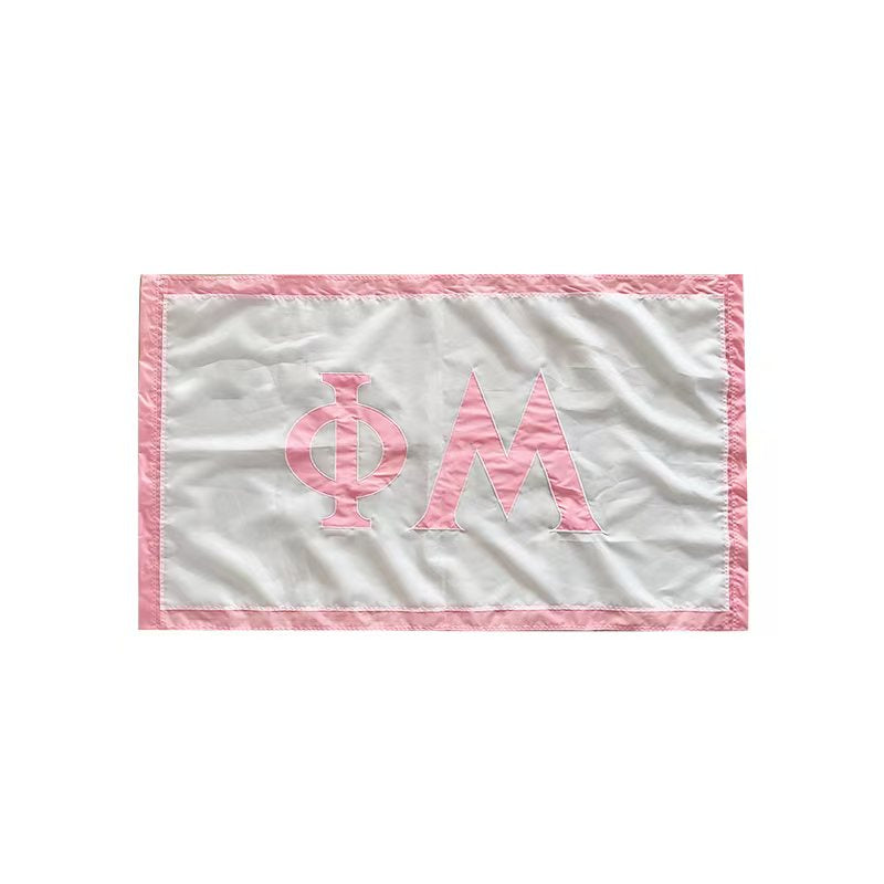 Phi Mu Fraternity Chapter Banner 3'x5' Feet Flag Custom Made White & Pink with 4 Grommets