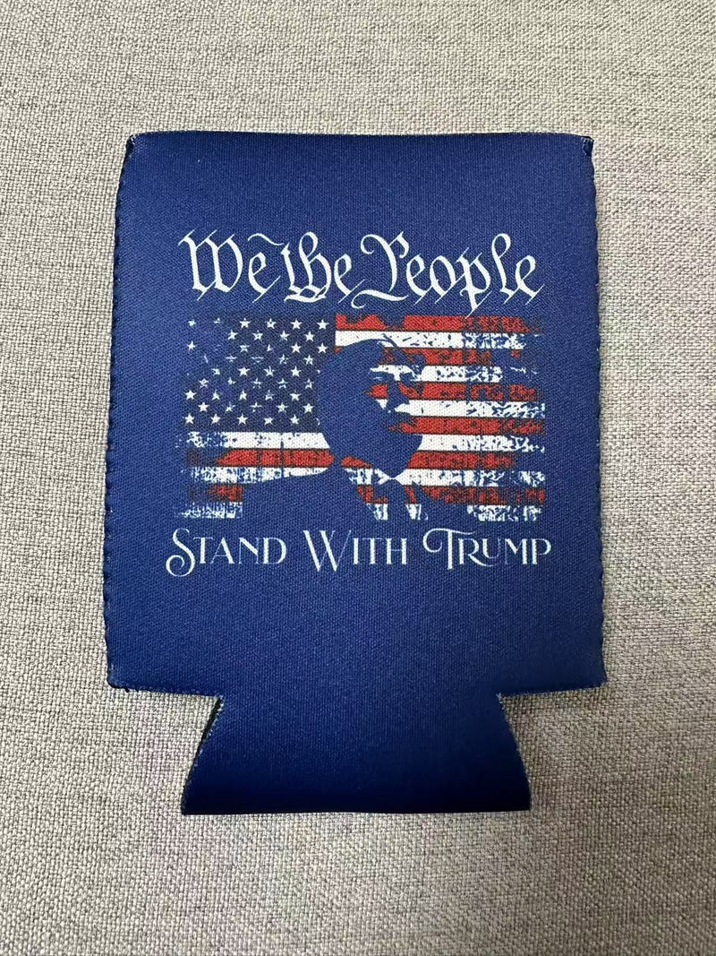 We The People Stand With Trump USA Jacket Can Holder Drink Koozie
