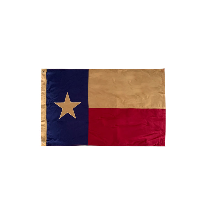Texas Vintage Tea Stained 2'X3' Embroidered Flag ROUGH TEX® Cotton