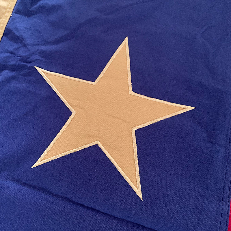 Texas Vintage Tea Stained 2'X3' Embroidered Flag ROUGH TEX® Cotton