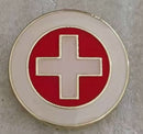 Red Cross Round Lapel Pin