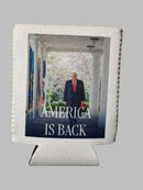 America Is Back Trump Jacket Can Holder Drink Koozie